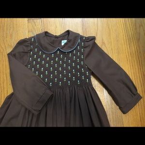 Luli & Me Smocked Brown Dress
